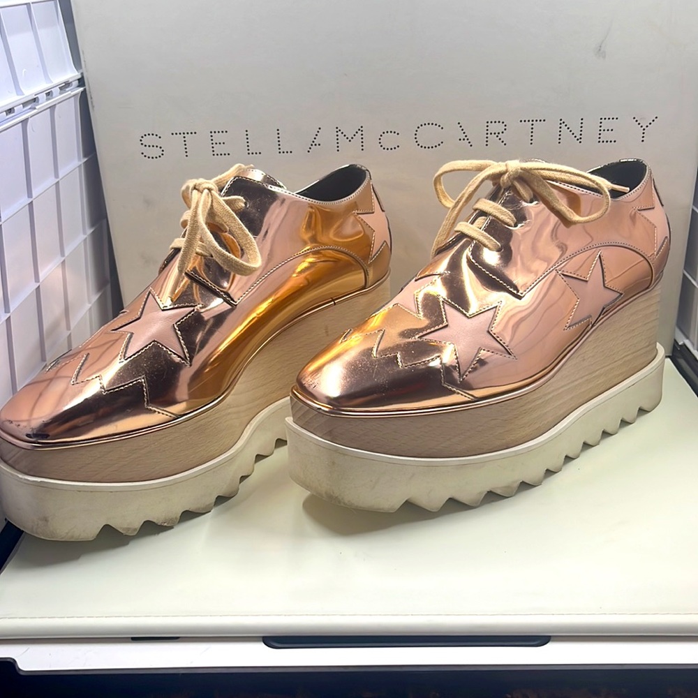 Stella McCartney Pink and Gold Platform Sneakers